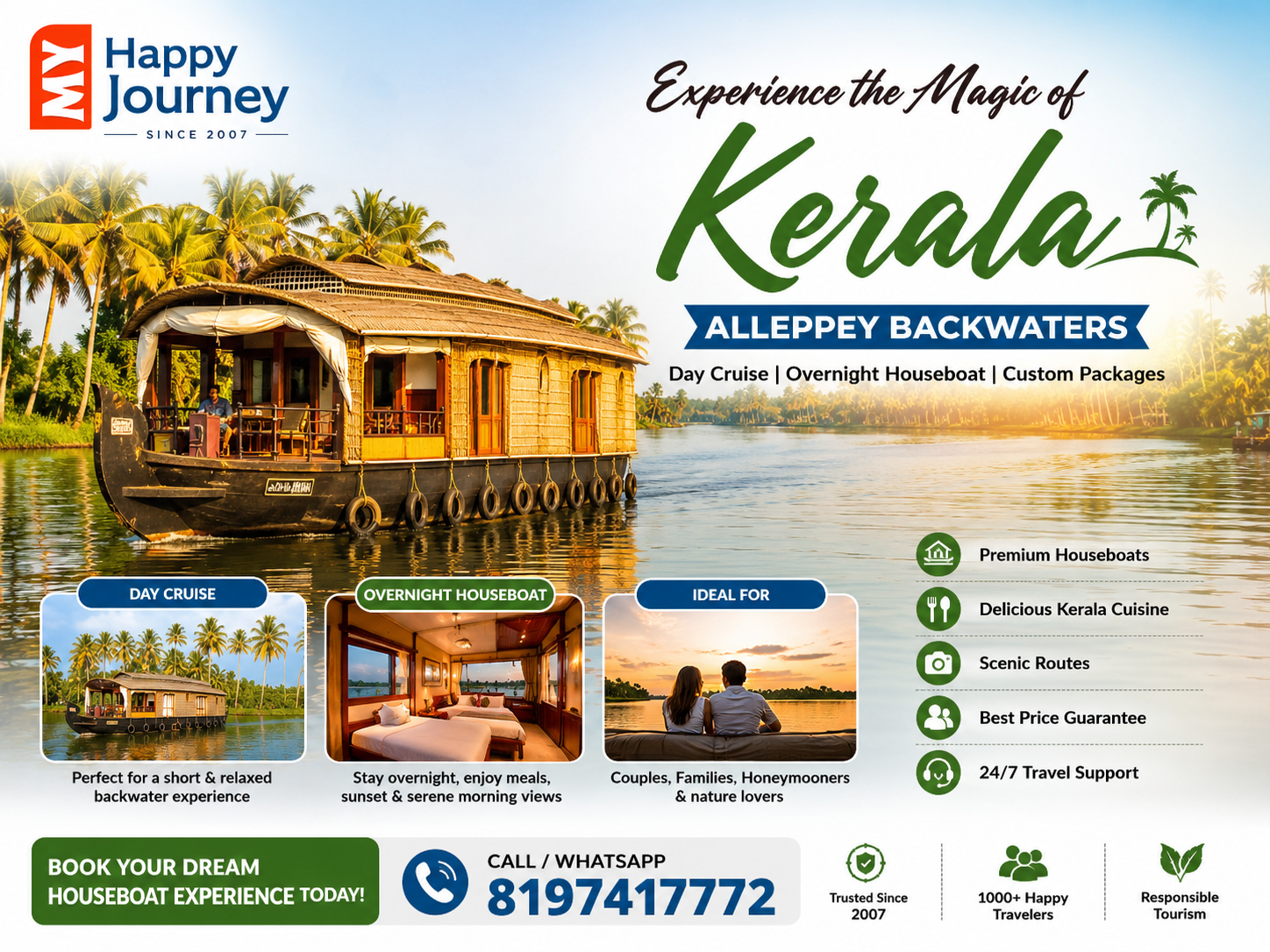 Alleppey Day Cruise vs Overnight Houseboat