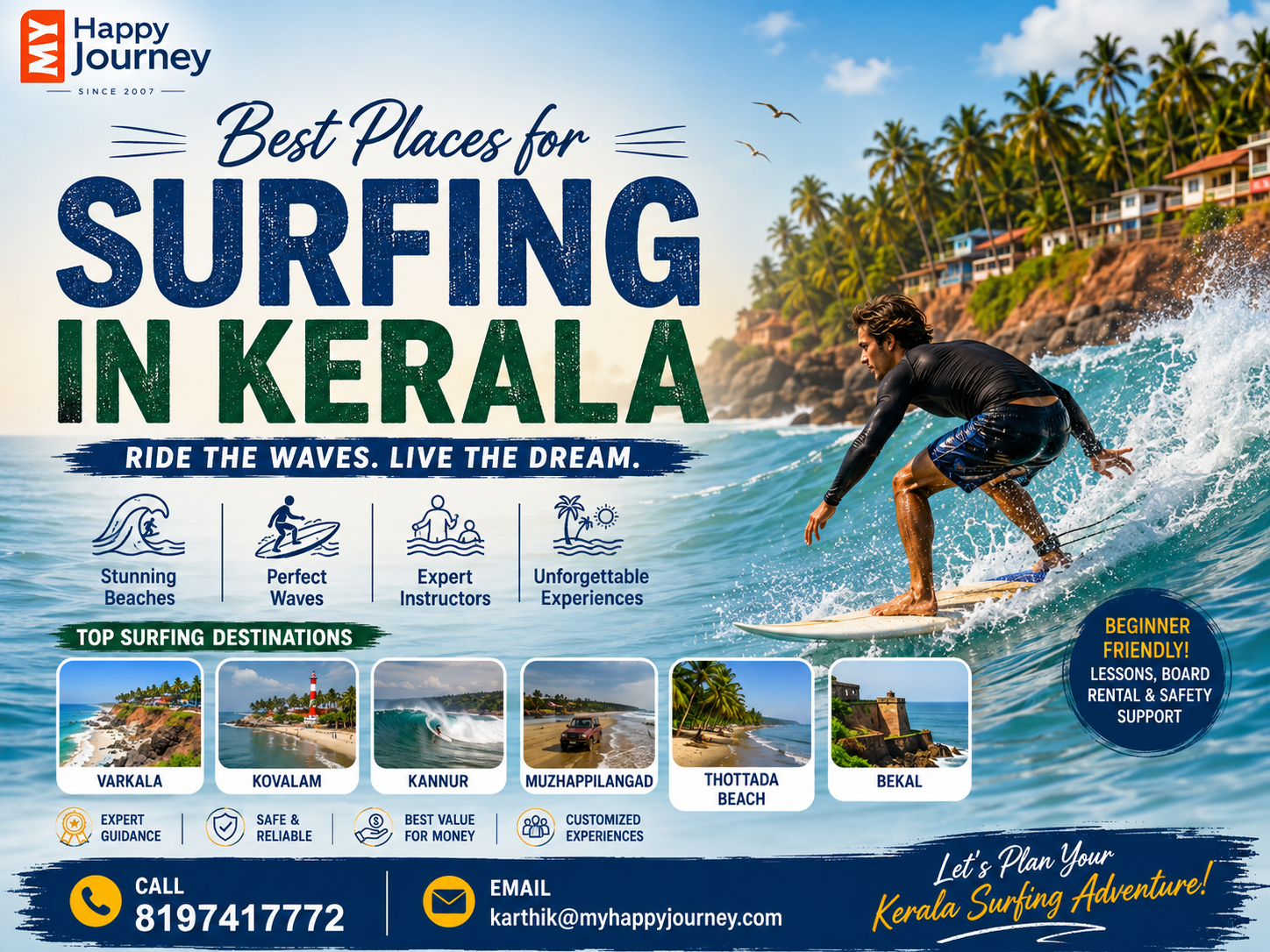 Best Places for Surfing in Kerala