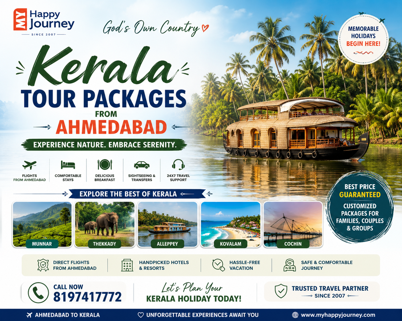 Kerala Tour Packages from Ahmedabad