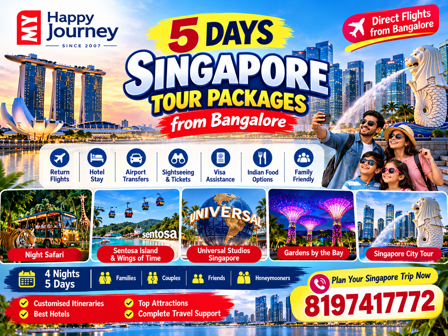 Amazing 5 Days Singapore Tour Packages from Bangalore – Itinerary, Price & Visa