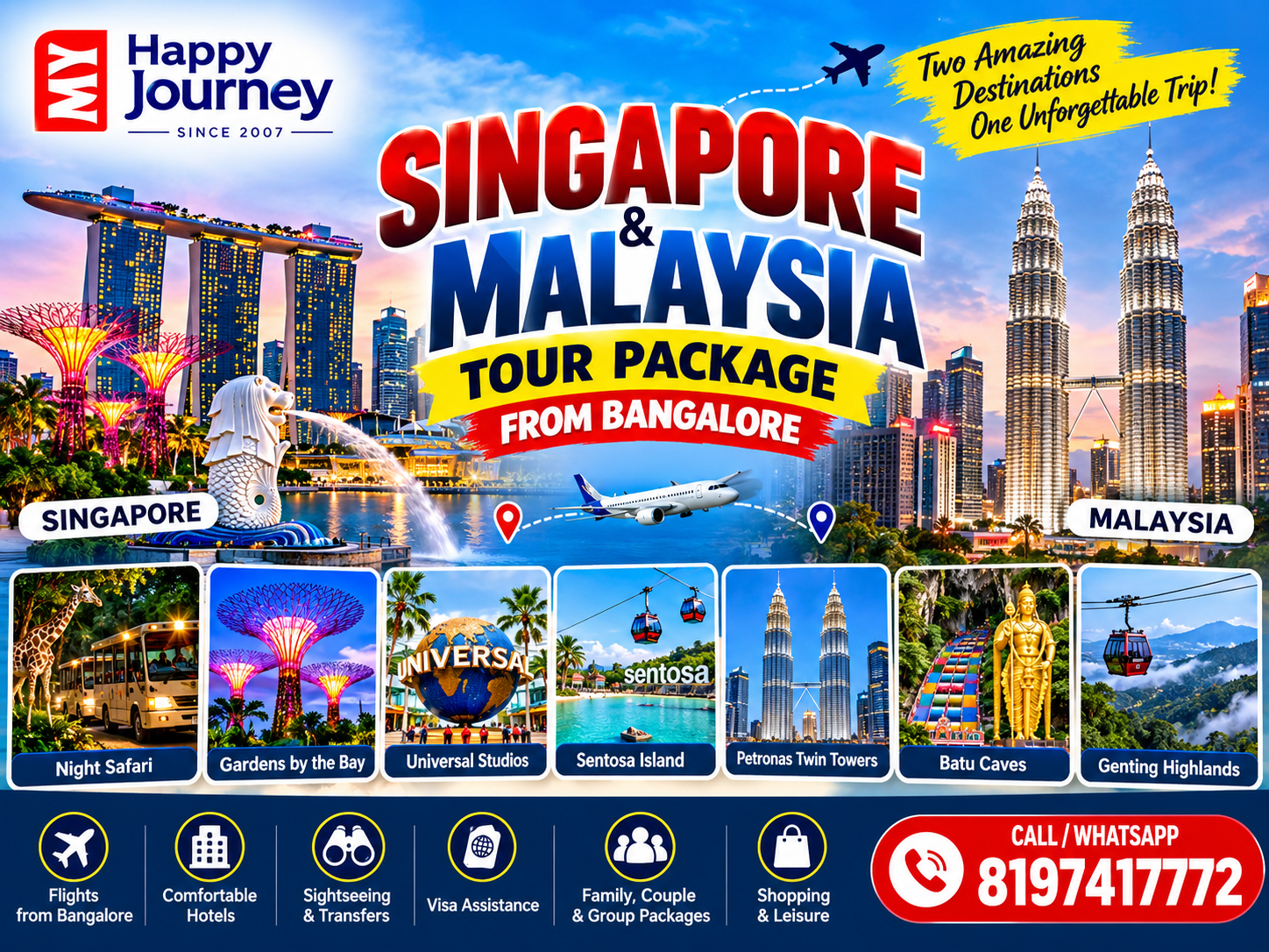 Singapore and Malaysia Tour Package from Bangalore