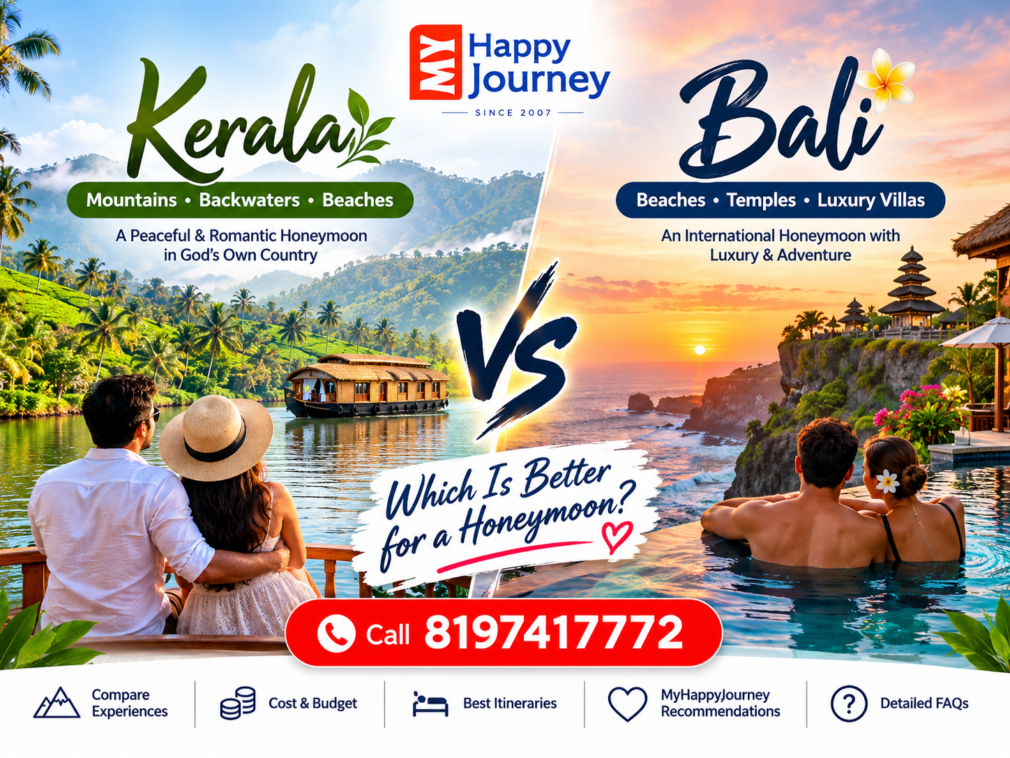 Kerala vs Bali Honeymoon: 9 Honest Comparisons & Best Choice
